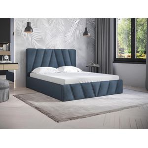 Bed met opbergruimte 140 x 190 cm - Fluweel - Blauw + matras - LIDAMA van Pascal Morabito