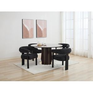 Set van 2 stoelen met armleuningen van boucléstof en heveahout - Zwart - LIVELIA van Pascal MORABITO