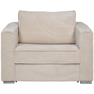 Slaapfauteuil van beige ribfluweel - Bed 70 cm - Matras 14 cm - LORETO