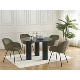 Set van 2 stoelen met armleuningen van ribfluweel en zwart metaal - Kaki - MARENZIA
