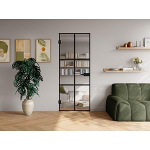 Omkeerbare deur zonder frame van gehard glas - Zwart - H204 x B73 cm - SEROTO