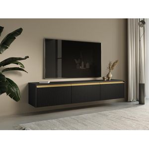 TV-Meubel - Zwart - MDF/Spaanplaat - 3 Draaideuren - Soft Close