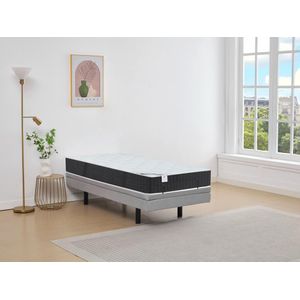 Elektrisch decoratief relaxbed + matras met pocketveren en vormgeheugen - 80 x 200 cm - Stof - Grijs - RIZALI van DREAMEA