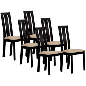 Set van 6 stoelen DOMINGO - Massief beuken - Wengé