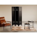 Industrieel kamerscherm met lockerdeur van metaal met 3 luiken - L107 x H178 cm - Zwart - CASILY