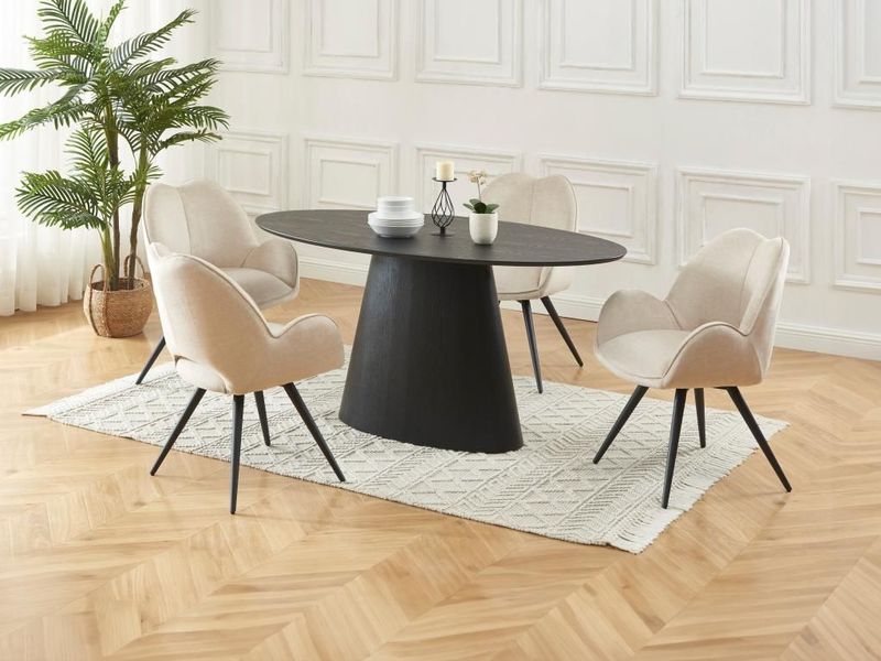 Eettafel voor 6 personen in mdf - Zwart - ANTELADA