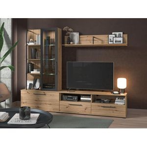 Tv-meubel DUBLIN met opbergruimte - Kleur: eiken en zwart