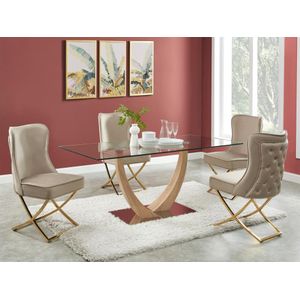 Set van 2 stoelen in fluweel en goudkleurig roestvrij staal - Beige - MARELANO van Pascal MORABITO