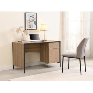 Bureau met 1 lade en 1 kast - Mdf en metaal - Kleur: naturel en zwart - TUMACO