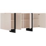 Buffetkast met 4 deuren van mdf - Beige en zwart - LUVONIA