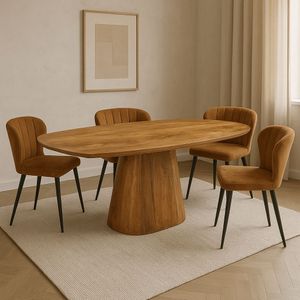 Mangohouten Eettafel Nova Deens ovaal 160×90 cm Mahom - Industrieel - Mangohout Online