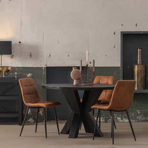 Mangohouten Eettafel Madison Black Rond Ø 110 Mahom - Industrieel - Mangohout Online