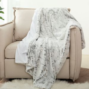 Marmeren Faux Fur plaid Lichtgrijs 130 x 150 cm