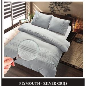 Hotel Home Collection - Dekbedovertrek - Plymouth - 240x200/220 +2*60x70 cm - Zilver Grijs