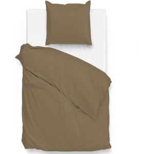 Zo!Home Dekbedovertrek Satinado Real Taupe 140 x 200 220 cm + 1 sloop 60 x 70 cm