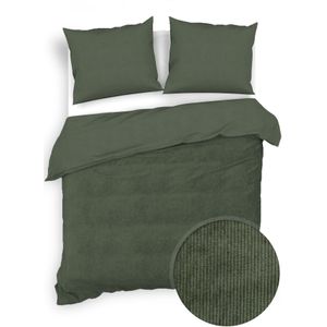 Zohome Velluto-a-Coste Dekbedovertrek - Lits-jumeaux - Katoen - 240x200-220cm - Groen