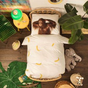 Snurk Amsterdam Dekbedovertrek Banana Monkey 120 x 150 cm incl. 1 kussensloop 60 x 70 cm