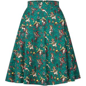 Swing rok - Queen Kerosin - Groen/Donkergroen/Multicolour