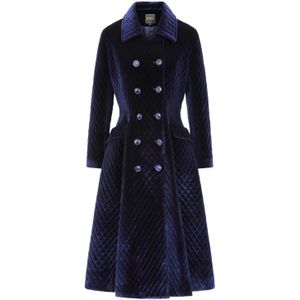 Mantel dames - Topvintage Boutique Collection - Blauw/Donkerblauw