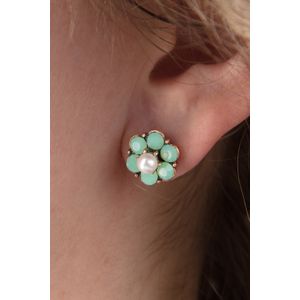 Oorbellen dames - Lovely - Groen/Goud - Maat One size