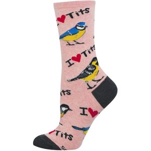 Socksmith - Kousjes - Roze/Multicolour - Met Vogels en Grappige Tekst
