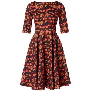 Topvintage - Adriana - Swing Jurk - Rood/Oranje/Multicolour