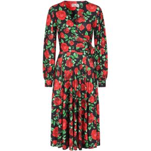 Swing jurk - Vintage Chic for Topvintage - Zwart/Rood/Multicolour