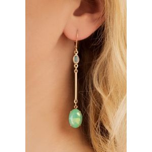 Oorbellen dames - Lovely - Groen/Goud - Maat One size