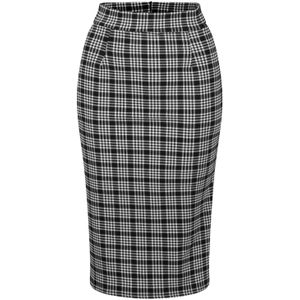 Vintage Chic for Topvintage - Strakke Rok - Zwart/Wit - Hoog Taille Model