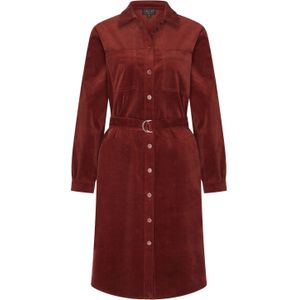 Zilch - A-lijn Jurk - Bordeauxrood - Katoenmix van Ribfluweel