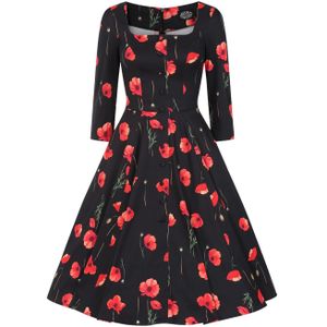 Swing jurk - Hearts & Roses - Zwart/Rood/Multicolour
