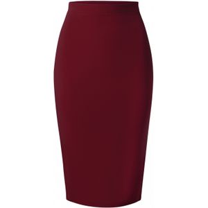 Strakke rok - Vintage Chic for Topvintage - Rood/Bordeauxrood - Maat 10