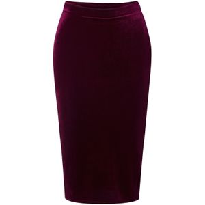 Topvintage - Vintage Chic - Kokerrok - Rood/Bordeauxrood