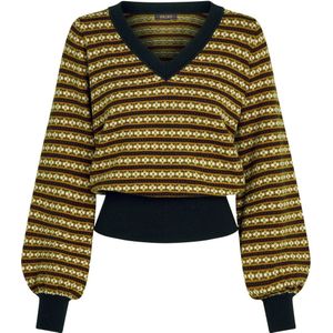 King Louie - V-neck Bellsleeve Walter - Gebreide Trui - Multicolor - Zacht Katoen