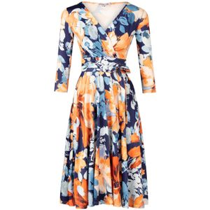 Swing jurk - Vintage Chic for Topvintage - Blauw/Oranje