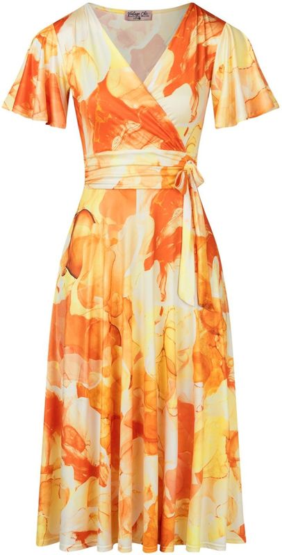 Blauw jurkje - Vintage Chic for Topvintage - Oranje/Geel - Maat 8
