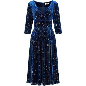 Swing jurk - Banned Retro - Blauw/Donkerblauw/Goud