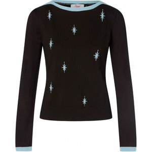 Banned Retro - Peplum Top - Zwart - Viscosemix - Lange Pofmouwen