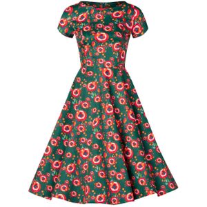 Topvintage - Boutique Collection - Swing Jurk - Donkergroen - Katoenmix