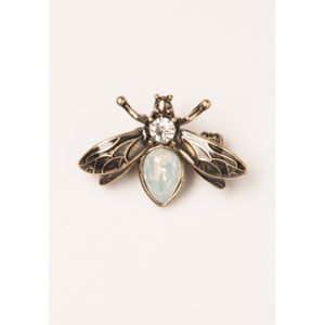 Broche - Lovely - Goud - Antiek Goudkleurig Metaal - Met Strass Steen