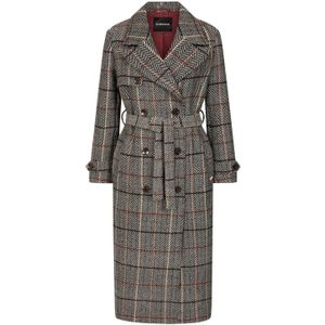 Surkana - Mantel - Beige/Multicolour - Trenchcoat Stijl - Gevoerd