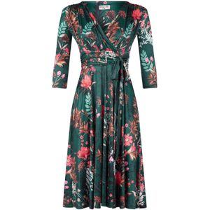 Topvintage - Aria Floral - Swing Jurk - Groen - Vintage Chic