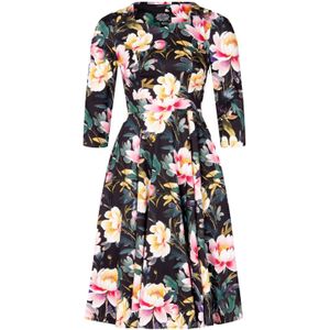 Swing jurk - Hearts & Roses - Zwart/Multicolour