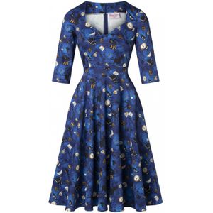 Topvintage - Eliane Wonderland - Swing Jurk - Blauw/Multicolour