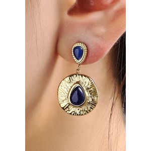 Oorbellen dames - Aliza - Blauw/Donkerblauw/Goud - Maat One size