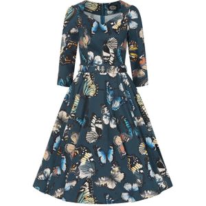 Swing jurk - Hearts & Roses - Blauw/Donkerblauw/Multicolour