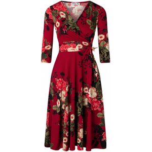 Swing jurk - Vintage Chic for Topvintage - Rood/Bordeauxrood/Multicolour
