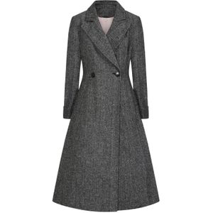 Banned Retro - Mantel - Grijs - Dames - Semi-swing model - Geheel gevoerd