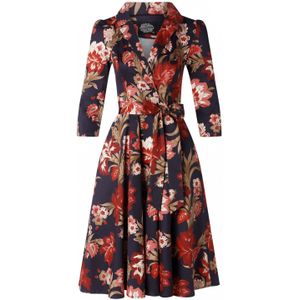 Swing jurk - Hearts & Roses - Blauw/Donkerblauw/Multicolour