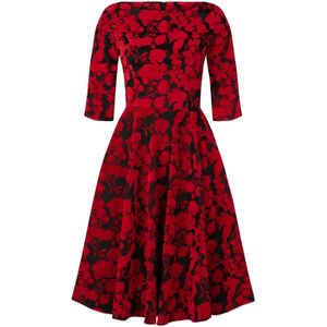 Swing jurk - Topvintage Boutique Collection - Zwart/Rood